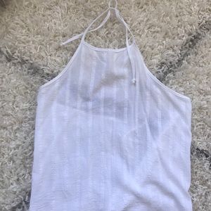 White eyelet halter tank top
